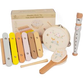 Wooden Musical Instruments Set for Toddlers 1-3, Natural Wood Percussion Instruments Xylophone Gift Set for Girls Boys Kids ,Preschool Educational Musical Toys