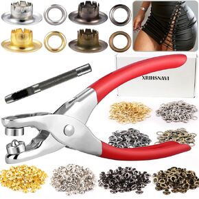 Grommet Tool Kit, 1/4 Inch Grommet Kit, 1603 PCS Silver Gold Bronze Gun Color Eyelet Tool Kit with Handhold Eyelet Punch Pliers, Hole Punch, Transparent Storage Box, User Manual for DIY Fabric