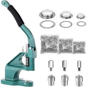 BEAMNOVA Grommet Tool Kit Hand Press Eyelet Setter Machine 1/4, 3/8, 1/2 Inch (6, 10, 12 mm) Setting Dies, 1500 Silver Grommets