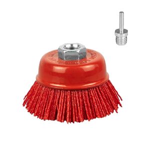 SALI 3" Abrasive Filament Nylon Bristle Cup Brush - Coarse Sanding Scuffing Brush, 5/8" 11 Thread, 1/4" Drill Arbor -Metal Furniture Surface Prepping&Polishing, Removal Rust Paint - Surface Prepping