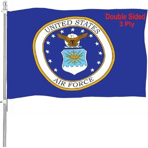 Air Force Crest Emblem Flag 3x5 Outdoor Double Sided- US Coat of Arms Military USAF Flags Heavy Duty 3 Ply Flag Banner with 2 Grommets for Outside Outdoor Indoor