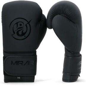 MIRARI Faux Leather Velcro Boxing Gloves | Matte Black | Training & Sparring Gear | Durable, Breathable Design | Ideal for Muay Thai, MMA, Kickboxing, & Heavy Bag Work