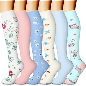 CHARMKING 6 Pairs-Compression Socks for Women & Men Circulation Best Support for Nurses, Running, Athletic,Flight Travel (Multi 48,S/M)