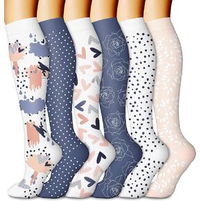 CHARMKING 6 Pairs-Compression Socks for Women & Men Circulation Best Support for Nurses, Running, Athletic,Flight Travel (Multi 43,L/XL)