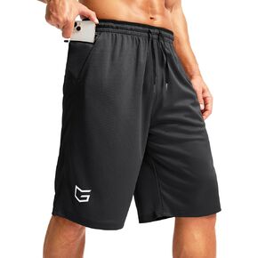 G Gradual Men's Long Basketball Shorts with Zipper Pocket 11'' Quick Dry Gym Shorts Lightweight Mesh Athletic Shorts for Men