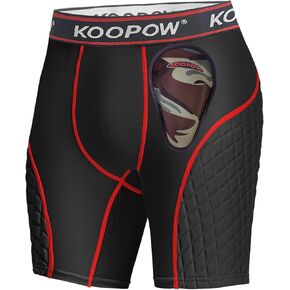 KOOPOW Boys' Sliding Shorts Youth Padded Slider Shorts Sliding Pads with Cup Pocket for Baseball, Football, Lacrosse, Hockey