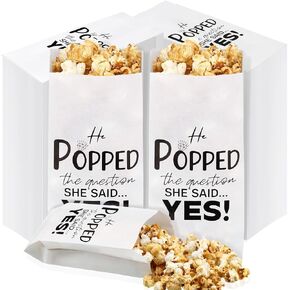 200 pcs He Popped the Question Popcorn Bags Engagement Party Favors Wedding Bridal Shower Engaged Goody Snack Treat Bag Grease Resistant