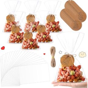 Gilprop 50 Sets House Warming Party Favors Housewarming Popcorn Bag with Thank You Tag And Twine Popcorn Candy Biscuits Goodie Bag Party Favor Bags for Guests New Home Gift Idea