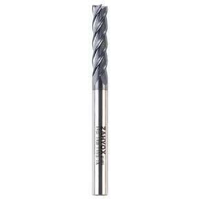 4 Flutes TiAlN Coated Square Nose End Mill, Solid Carbide Upcut Spiral CNC Router Bit, 1/4" Diameter, 1/4" Shank, 1-1/8" Cutting Length, 3" Overall Length, CNC Cutter Milling Tool