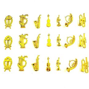 42 Pcs with 7 Styles Musical Instruments Ornaments Miniature Music Saxophone Brass Saxophone Christmas Party Music Pendant Decoration Supplies