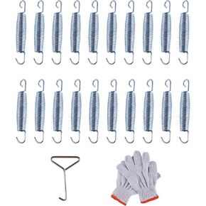 Trampoline Springs 20 Pack 7 Inch Stainless Steel Springs Replacement Parts Trampoline Accessories with T Hook and Gloves