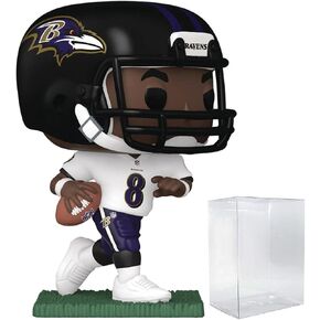 POP Football: Ravens - Lamar [Jackson] (Away Jersey) Funko Vinyl Figure (Bundled with Compatible Box Protector Case), Multicolor, 3.75 inches