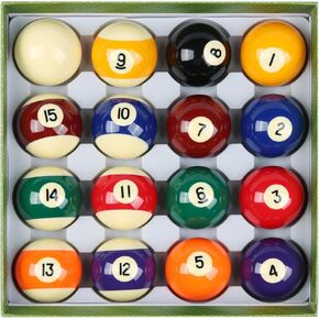ASKA Billiards Pool Boston Numbered Balls Set/Smaller Than Regular Size/16 Balls Including a Cue Ball, 2 1/16 inch