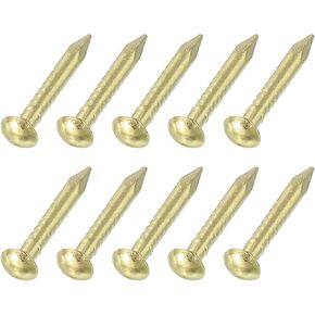 uxcell 50Pcs Small Hardware Nails, 2 x 15mm Brass Round Head Nail Common Finishing Nail for Household Woodworking Picture Hanging DIY Projects, Gold