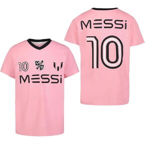 Messi #10 Little Kids/Boys Size 4-7 Logo Stack Outline Player Name & Number Soccer Jersey Shirt