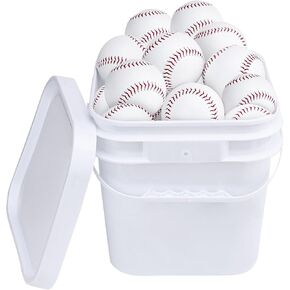 24 Pack Blank Hard Baseballs Bucket of Baseballs, 9 Inch Baseball Balls Unmarked Autographs Baseball for League Play, Pitching, Hitting, Batting, Fielding, Autograph, Gifts