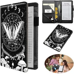 Waitress Book Organizer, 4.7 * 7.5 in Cute Server Book Small with Zipper Pocket PU Leather Waiter Wallet Magnetic Closure Pocket High Volume Server Wallet for Waitress Apron, Butterfly