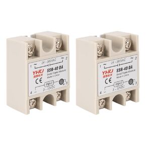 BlueStars Solid State Relay SSR-40DA DC to AC Input 3-32VDC Output 24-380VAC 40A Single Phase Semi-Conductor Relay Module - Pack of 2 - Control 3-32V DC Load 24-380V AC
