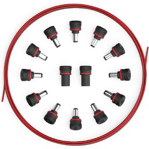 D'Addario Accessories XPND DIY Power Cable Kit - Customizable Power Cables for Guitar Pedal Boards - 12 Male Plugs, 2 Female Plugs, 10ft Cable