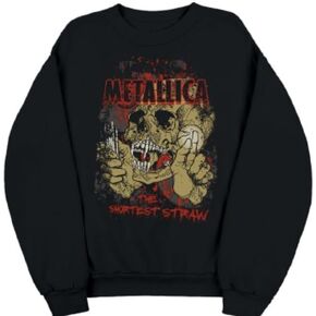 Men's Metallica The Shortest Straw Red Outline Logo Unisex Crewneck Fleece