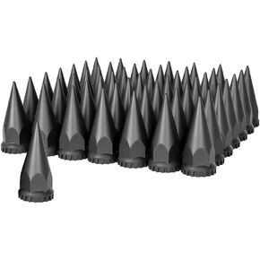 United Pacific 10548Cb - Wheel Lug Nut Cover Set - 33Mm X 4.75" Black Spike Nut Cover With Flange- Thread-On (60 Pack)