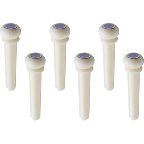 6Pcs Pure Bone Acoustic Bridge Pins with Abalone Dot Inlay for 6 & 12 String Acoustic Guitar, Made of Real Bones