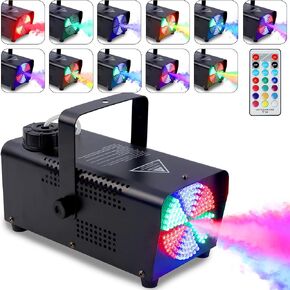 ATDAWN Fog Machine with 126 LED Lights, Portable Smoke Machine with 12 Colors Dynamic Rotating Lights, Halloween Fog Machine with Wireless Remote Control