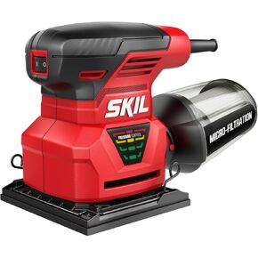 SKIL 7292-02 2.0 Amp 1/4 Sheet Palm Sander with Pressure Control , Red