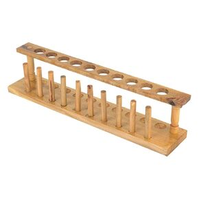 Test Tube Stand Strong Wooden, Chemical Laboratory Tool for 6 8 1012 Test Tubes, Wood with and Alkali (Wooden Test Tube Rack 10 Holes)