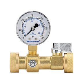 MEASUREMAN Air Over Water Test Kit, 2" Dial, 0-300 PSI, 1/4" NPT Top Mount with 3/4" Female Hose Connection for Leak Detection and Pressure Testing