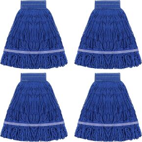 4 Pack Reusable Cleaning Heavy Duty Mop Heads Commerical Replacement Mop Heads Suitable for Heavy Commercial Industrial Residential Areas -Blue Cotton Looped Replace Mop Head (Deep Blue)