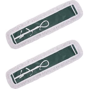 36"" Industrial-Grade Cotton Dust Mop Head Refills, Perfect Replacement for Busy Home, Gym, Commercial Spaces, Heavy-Duty Mop for Janitorial & Housekeeping Needs - 2 Pack (White)