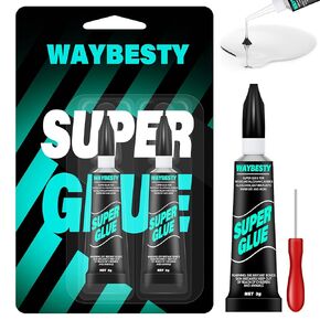 Super Glue for All Purpose Superglue Single-Use Clear Fast Drying Glue for Plastic, Wood, Metal, DIY Craft, Repair, Shoe Cyanoacrylate Adhesive Glue Strong Super Glue Gel 2PCS