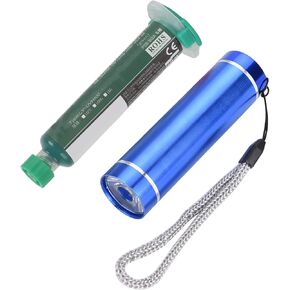 PCB Circuit Board Solder Mask Repair Kit Use for Repair Computer, Mobile Phone PCB Circuit Board Layer Peeling or Local Damage (Flashlight and Green Oil)