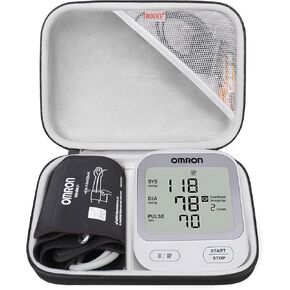 BOVKE Carrying Case Compatible with OMRON Silver BP5255 / OMRON Bronze BP5150 Upper Arm Blood Pressure Monitor with Cuff, Mesh Pocket for Batteries and Charger, Black