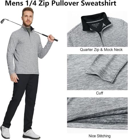 بلوفر روان بسحاب ربعي للرجال أداء جاف برقبة وهمية نحى رياضة جولف غير رسمية للرجال 1/4 بلوفر بسحاب بلوزات in Kuwait