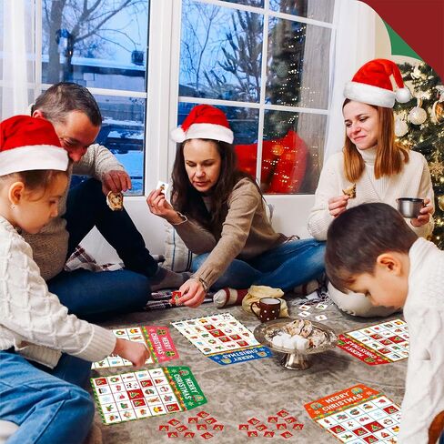 SpriteGru Christmas Bingo Game, 25PCS Bingo Board Game, 2-25 Players Bingo Game Set for Teenager or Adults Xmas Party, Fun Interesting Activity Winter Party Supplies in Kuwait