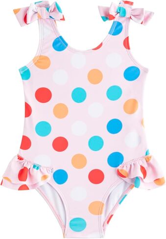 LIZENS Girls One Piece Swimwear Polka Dots 2-12Years Ruffle Trim Bow Beach Bathing Suit for Kids Swimsuit Flounce in Saudi Arabia