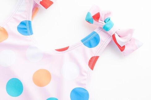 LIZENS Girls One Piece Swimwear Polka Dots 2-12Years Ruffle Trim Bow Beach Bathing Suit for Kids Swimsuit Flounce in Saudi Arabia