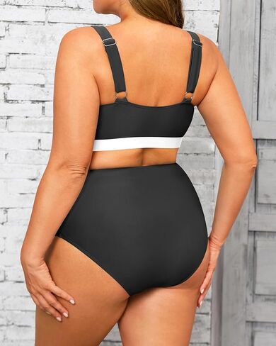 Women's Plus Size High Waisted Bikini - Two Piece Swimsuit Tummy Control Bathing Suit 2025 Twist Swimwear in Kuwait
