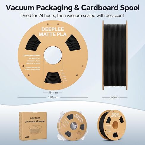 Matte PLA Filament 1.75mm, 3D Printer Filament Dimensional Accuracy +/- 0.02mm, No Clogging, Higher Toughness, Cardboard Spool 3D Filament, 1kg Black in Saudi Arabia