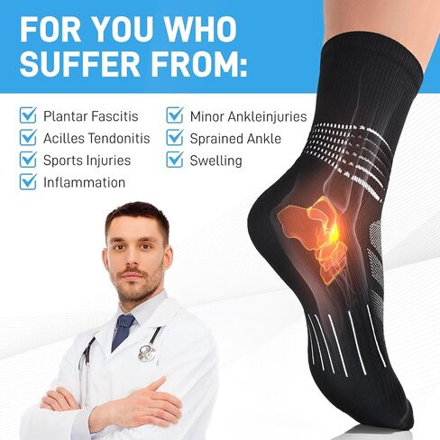 IRAMY Compression Ankle Support Crew Socks Men Women Coolmax Wicking Plantar Fasciitis Relief Running Hiking Socks 3 Pairs in Saudi Arabia