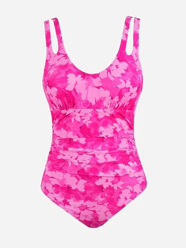 CUPSHE Women's One Piece Swimsuit Scoop Neck Bathing Suit Cutout Wide Straps Ruched Lace up Back Swimwear in Saudi Arabia