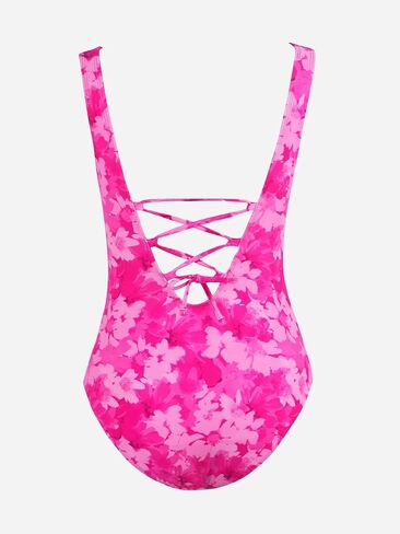 CUPSHE Women's One Piece Swimsuit Scoop Neck Bathing Suit Cutout Wide Straps Ruched Lace up Back Swimwear in Saudi Arabia