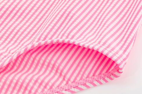 LIZENS Girls One Piece Swimwear Pink Stripe Ruffled Shoulder Straps Girls Swimsuit Size 2-12 in Kuwait