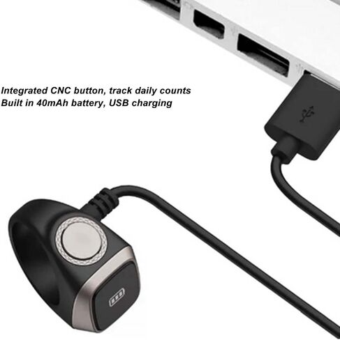 Smart Bluetooth Finger Counter, Smart Muslim Electronic Counter, Rechargeable Step Counting APP Support 0.49in Screen 20MM in Saudi Arabia
