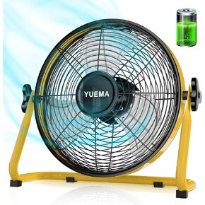 Battery Operated Floor Fan - Rechargeable Powered Fan Cordless High Velocity Metal Blade Portable Fan for Camping Travel Patio Tent Indoor Outdoor Fan 12 Inch 360 Degree Manual Tilt 12 Speed