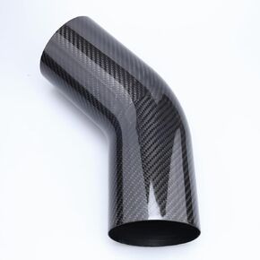 OD 4 inch (102mm) 45 degree Carbon Fiber Elbow, 4" Outer diameter, Leg Length 6 inch (150mm), 1.5mm Thickness, 3K Twill Real Carbon Fiber Bent Tube (no Logo, Emblems or Markings)