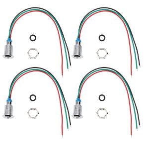 Round LEDs, 4 Sets Common Cathod Round LEDs, 10mm Pre ‑ Wired Color LED Indicator Light 3-6V (Red and Green), Super Luminescent LEDs (Red Green)