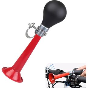 1 PC Bicycle 50 mm x 200 mm x 55 mm Air Horn, PVC + Alloy Front/Mid-Pipe/Tail Installation Loud Sound Horn with Squeeze Ball, Replacement Accessories, for Bicycles, Mountain Bikes (Red)
